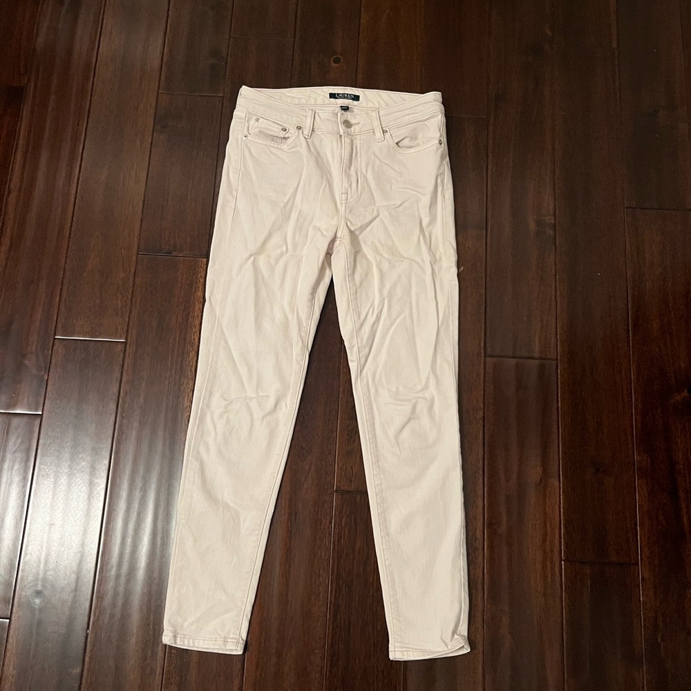 Lauren Ralph Lauren White Mid-Rise Skinny Jeans